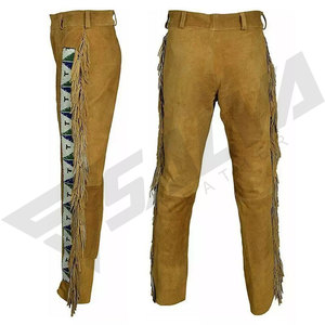 Pantalon d'hiver imperméable en daim marron pour homme SALVA LEATHER, coupe droite, poches, fermeture éclair, taille mi-haute, léger, style décontracté - Product Image 5