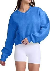 Streetwear personnalisé de haute qualité, décontracté, effet délavé, 100% coton French Terry, col en V, unisexe, personnalisable à l'avant - Product Image 4