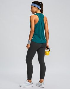 Camiseta sin mangas para mujer, suave, transpirable, de algodón, elástica, acanalada, ajustada, informal, de verano, para hacer ejercicio, gimnasio, yoga - Product Image 3