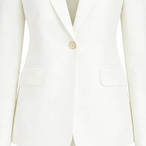 Blazer beige de mujer, de lana peinada, tejido liso, con un solo botón, para oficina, negocios, traje formal, chaqueta ajustada, ropa de trabajo, abrigo, para hermandades. - Product Image 4