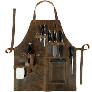 Delantal de Chef de Cuero Encerado Vintage, Ajustable, con Múltiples Bolsillos, Capacidad de Carga de 2200 lb, para Bar, Restaurante, Cocina - Product Image 1