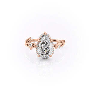 Anillo de mujer con diseño de hoja detallada con diamantes de moissanita y halo oculto para uso diario - Product Image 1