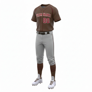 Maillot de baseball personnalisable respirant à col en V et pantalon uniforme, vêtements de sport imprimés par sublimation de haute qualité, prix abordable, OEM - Product Image 2