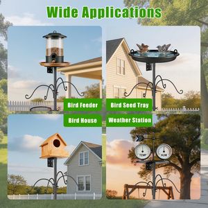 Adjustable Heavy-Duty Iron Bird Feeder <b>Pole</b> Stand Multiple <b>Hooks</b> with Squirrel Proof Baffle Bird Suppliesfeeding Station - Product Image 3