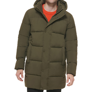 Veste longue à capuche pour homme avec garniture en fourrure, coupe-vent, parka d'hiver épaisse, fermeture éclair décontractée, manteau noir uni - Product Image 5