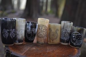 High Quality Eco-Friendly Handmade Buffalo Horn Glass Drinking <b>Mug</b> Brass Rim Modern Style Low Price Home Decoration - Product Image 3