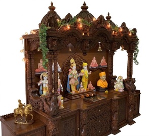 Templos de Gran Tamaño Personalizados con Gabinete, Compre Mandir de Madera de Gran Tamaño a Precios de Mayoreo, Mandir Swaminarayan Marrón - Product Image 3