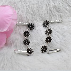 latest trending fashion Trending handmade <b>silver</b> look alike brass hoop <b>stud</b> <b>silver</b> matte earcuff earing for girls and women - Product Image 5