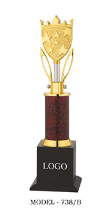 Trofeo Portátil de Metal Fundido a Presión, Bañado en Oro, con Diseño de Escudo y Base Roja, Modelo 738/C, para Eventos Deportivos, Listo para Grabar - Product Image 6
