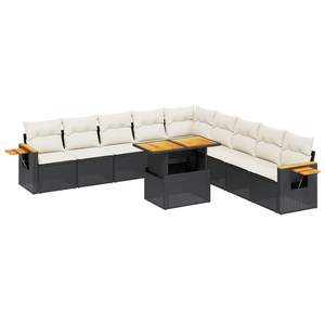 Conjunto de Sofá de Jardín con Reposabrazos Ajustables, Ratán Sintético Negro Grande, Reposabrazos Ajustables Grandes - Product Image 2