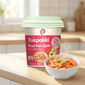 Tokpokki instantané à la rose coréenne 100g - Gâteau de riz instantané O'food - Cuisine de rue coréenne prête à consommer |   Vente en gros et OEM - Product Image 2