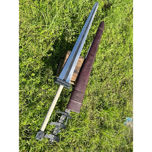 Épée longue surdimensionnée forgée à la main de 43 pouces, épée de collection artisanale de style fantastique, pièce de présentation, poignée enveloppée, fourreau inclus - Product Image 1