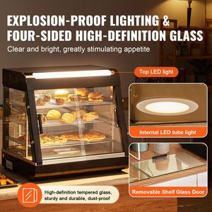 Espositore Riscaldato per Alimenti a 3 Ripiani, 1200W, Luce Regolabile, Controllo Manuale della Temperatura 86-185°F - Product Image 5