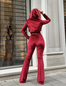 Conjunto de Sudadera con Capucha y Pantalones de Chándal de Terciopelo Personalizados de Talla Grande con Cremallera para Mujer - Fabricante - Product Image 6