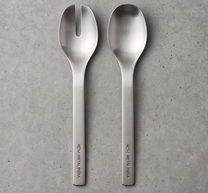 Juego de servidores de ensalada nórdicos de acero inoxidable con acabado satinado, resistente al deslustre, perfecto para el hogar, restaurantes y cafeterías. - Product Image 1