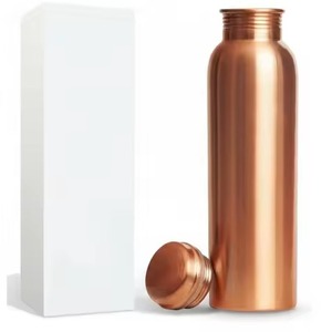 Best Quality Hammered Pure Copper Water <b>Bottle</b> with Eco-Friendly Glass Lid for Yoga Ayurveda Health Benefits India for Parties - Product Image 2