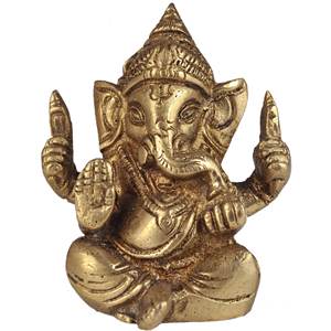 Statue de bébé Ganesha en laiton de 2 pouces faite à la main Abhaya Grant Sculpture for Gifting Made in India - Product Image 1