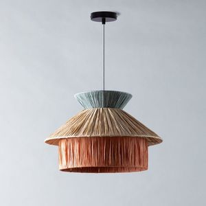 Abat-jour en jonc de mer naturel tissé à la main, décoration bohème vintage, lampe suspendue en bambou et rotin fabriquée par KingCraftViet - Product Image 6