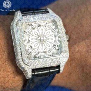 Charm Jewells Reloj cuadrado de acero inoxidable de lujo para mujer, correa de cuero analógica de cuarzo, hebilla de cristal de zafiro, 20mm - Product Image 4