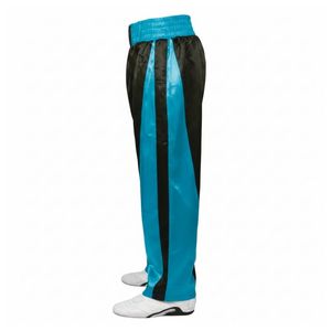 Pantalon de Muay Thai avec panneau cyan, pantalon de kickboxing, équipement d'entraînement MMA, pantalon léger en satin, pantalon professionnel d'arts martiaux - Product Image 3