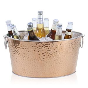 Seau à glace de style moderne, finition dorée, pour champagne et vin, 5 litres, avec poignées annulaires, seau à glace portable, vente en gros - Product Image 6