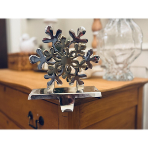 Handicraft Brass Made Christmas <b>Stocking</b> Hangers Snowflake Design <b>Holders</b> for Fireplace Mantle Hooks Silver Color Festive Decor - Product Image 6