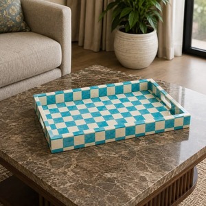 <b>Large</b> Bone Inlay Wood <b>Serving</b> <b>Trays</b> Handmade Decorative Tableware Family Dining Restaurant Hotel Catering Presentation - Product Image 5