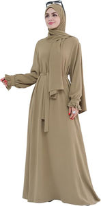 Robes Abaya pour femmes musulmanes, élégantes, unies, col rond, décontractées, amples, plissées, longues, Burqa, Abayas arabes respirantes - Product Image 2