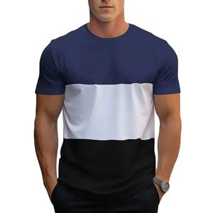 Men's O-Neck Short Sleeve Color Blocked Geometric Pattern Breathable <b>100</b>% <b>Polyester</b> T-<b>Shirt</b> Red White Black Regular Fit Casual - Product Image 6
