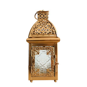 Lanterne artisanale en laiton antique et verre, style vintage, porte-bougie décoratif en métal, carré, pour table, accents de décoration intérieure - Product Image 5