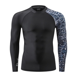 Mens Full Sleeve Rash Guard Black Snake <b>Print</b> Quick Dry Polyester Athletic Training Workout Fitness Cycling <b>Surfing</b> Sports Shirt - Product Image 3