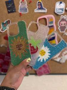 งานฝีมือ NOUSHAD เคสโทรศัพท์ปักครอสติชประดับลูกปัดลายดอกไม้ งานปักผ้าฝ้าย ดีไซน์สิ่งทอ รูปทรงอื่นๆ ของขวัญ - Product Image 5