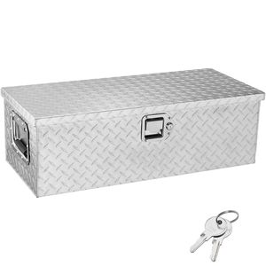 Cassetta Portautensili in Alluminio Rinforzato su Misura per Cassone Camion, Design a Lamiera Diamantata, Maniglia Laterale, Chiavi di Blocco, Organizer Contenitore PC - Product Image 1