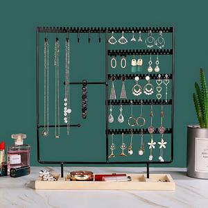 Large Capacity Jewelry Organizer Stand With Earring Panels Necklace <b>Bracelet</b> Bars Storage Tray Anti Tangle Display For Vanity - Product Image 1