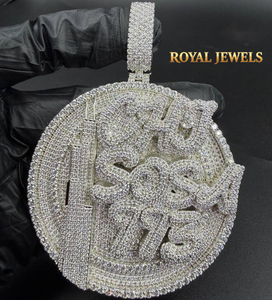 Pendentif personnalisé en moissanite taille ronde, en argent sterling 925 plaqué or, avec breloque lettre, bijoux pour femme - Product Image 1