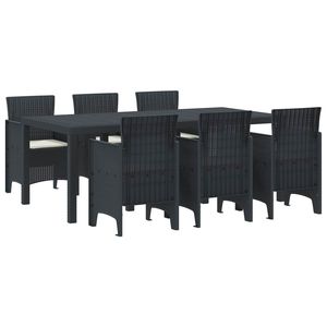 Set da Pranzo da Giardino in Polipropilene Antracite a 7 Pezzi, Arredamento da Patio - Product Image 1