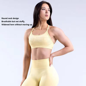 Nuevo Conjunto Ecológico de 2 Piezas: Sujetador Deportivo de Yoga sin Costuras de Cintura Alta con Tirantes Finos Cruzados en la Espalda, Antichoque y Diseño Personalizado - Product Image 5