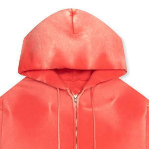 Men's Coral Satin Hooded Zipper <b>Sweatshirt</b> Regular Fit Casual Autumn Wear - Product Image 1
