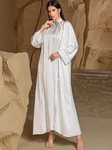 AN12650 2026 Sharut Abaya élégante en polyester à manches longues unie pour femmes de Dubaï avec robe intérieure 2 pièces pour fête et mariage - Product Image 6