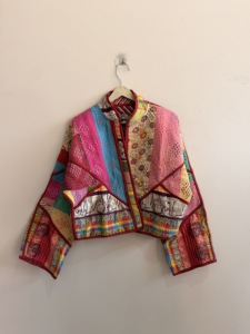 เสื้อแจ็คเก็ตสไตล์โบโฮแบบควิลท์ คอตั้ง ผ้าฝ้าย สำหรับผู้หญิง ฤดูใบไม้ร่วง/ฤดูหนาว งานแฮนด์เมด คันธา วินเทจ หลากหลายแบบ - Product Image 5