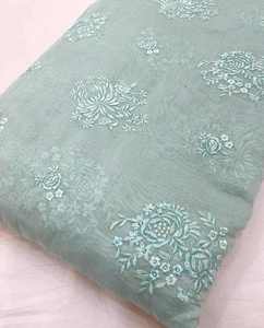 Malty Dobby Embroidered Chiffon Fabric 100% Polyester Breathable Eco-Friendly Wedding Customized Color Textile Supply Exports - Product Image 1