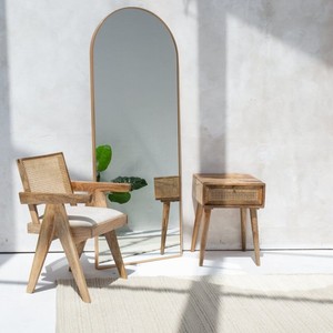 Vandana Orion Optima Rattan <b>Drawer</b> <b>Side</b> <b>Table</b> Modern Natural Woven Accent Furniture Design - Product Image 5