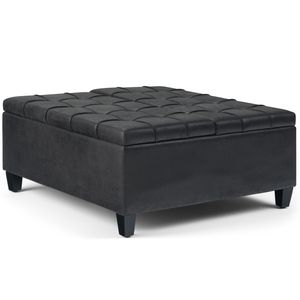 Tavolino da Caffè Harrison Nero Effetto Invecchiato con Contenitore - Categoria Prodotti: Pouf e Sgabelli - Product Image 1