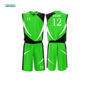 Ensemble d'uniformes de basketball vert sublimé respirant pour équipes sportives – Maillot sans manches et short – Tenue athlétique - Product Image 1