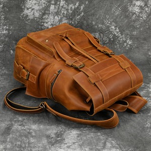 Sac à dos pour ordinateur portable en cuir véritable, style multi-poches, léger, fait main, pour femmes, sacs à dos en cuir très demandés - Product Image 3