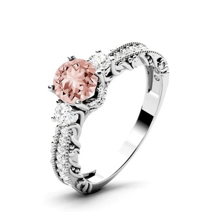 แหวนหมั้นอัญมณีทรงกลมสีเงินสเตอร์ลิงตัดสวยงามปรับแต่งได้ตาม925 - Product Image 1