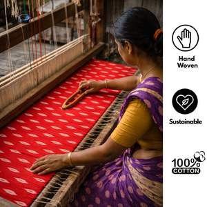 Tela de Algodón Ikat Tejida a Mano, Ecológica, Hecha por Artesanos, Duradera, Suave, Tradicional, Anudada, Lavable, Textil Boho - Product Image 5