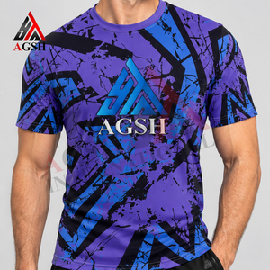 เสื้อยืดแขนสั้นพิมพ์ลายซับลิเมชั่นสำหรับผู้ชาย AGSH ลายเรขาคณิต แห้งเร็ว ทรงเข้ารูป สปอร์ต คอกลม โพลีเอสเตอร์ - Product Image 5