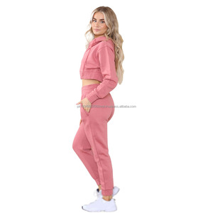 Invierno sólido prendas de vestir exteriores transpirable de talla grande para mujer de alta calidad de moda de manga completa de lana conjunto de chándales de calle alta - Product Image 3