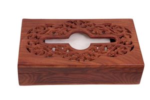 Boîte à mouchoirs universelle en bois, design chinois traditionnel, faite à la main, finition marron miel, écologique - Product Image 4